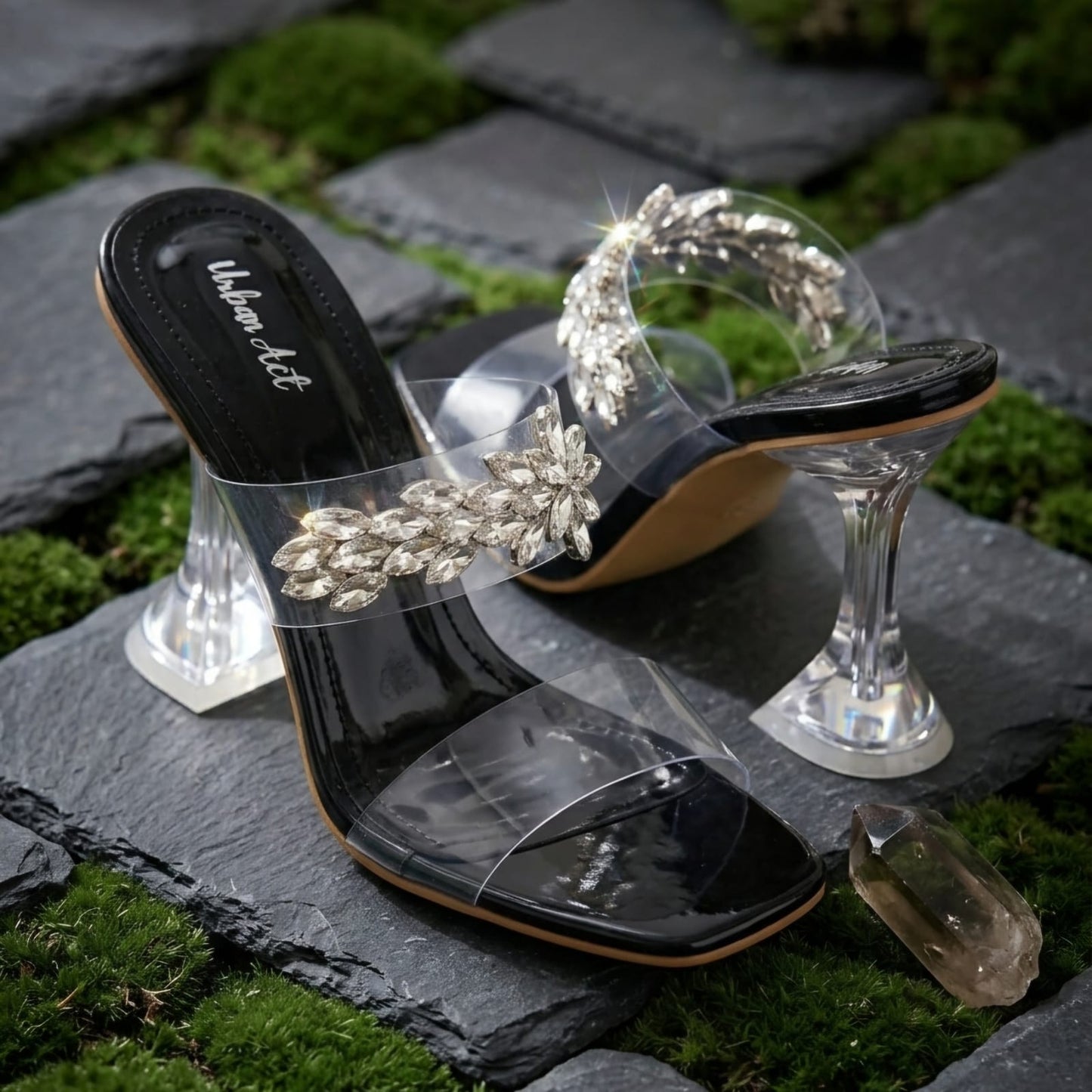 Black Floral Heels
