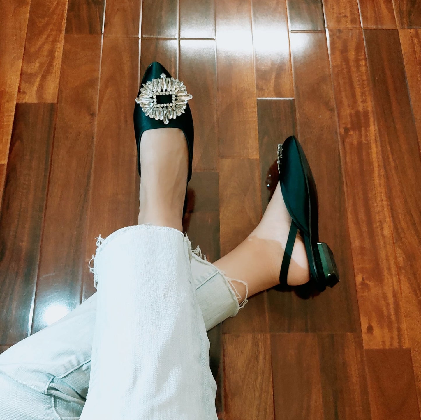 Green Slingback Flats