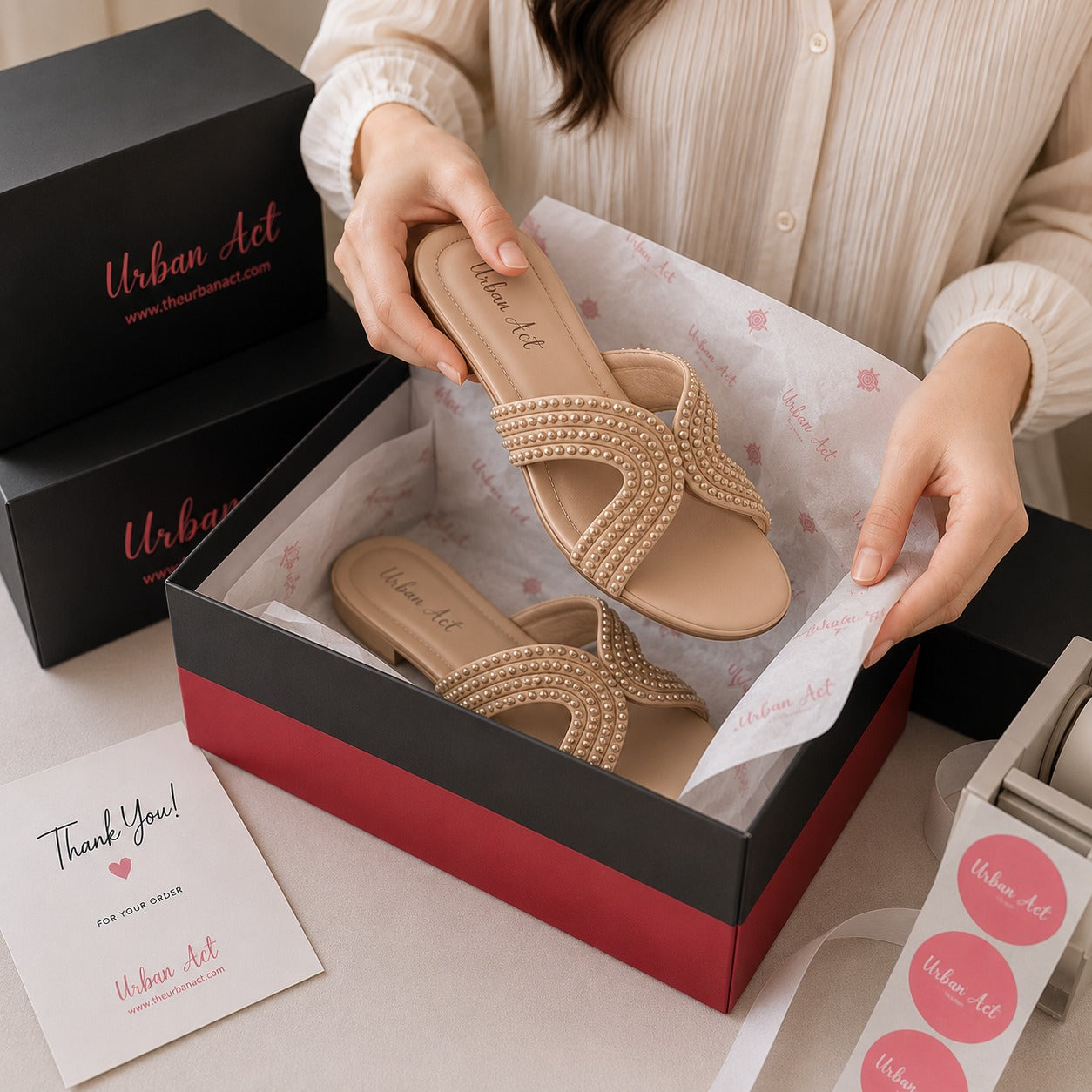 Skin Pearl Stone Slippers