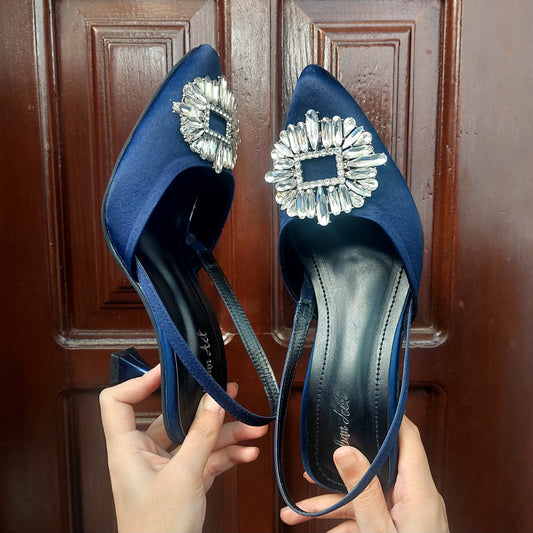 Navy Blue Slingback Heels