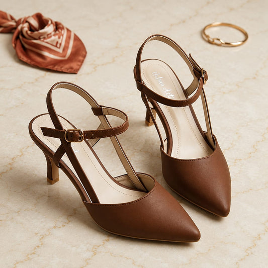 Brown Luna slingback Heels
