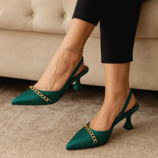 Green Slingchain Heels