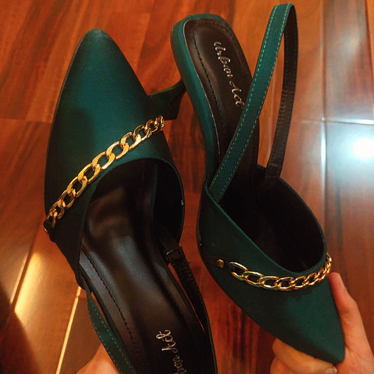 Green Slingchain Heels