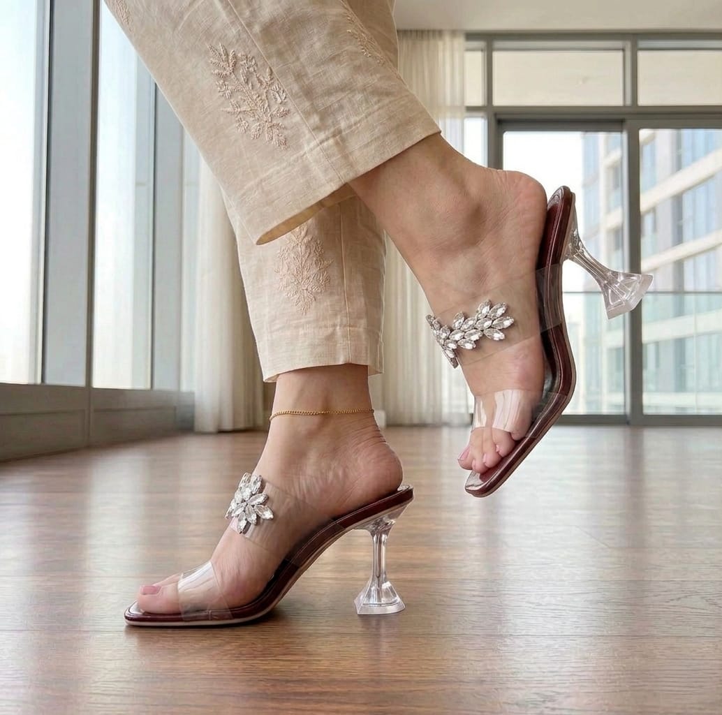Maroon Floral Heel